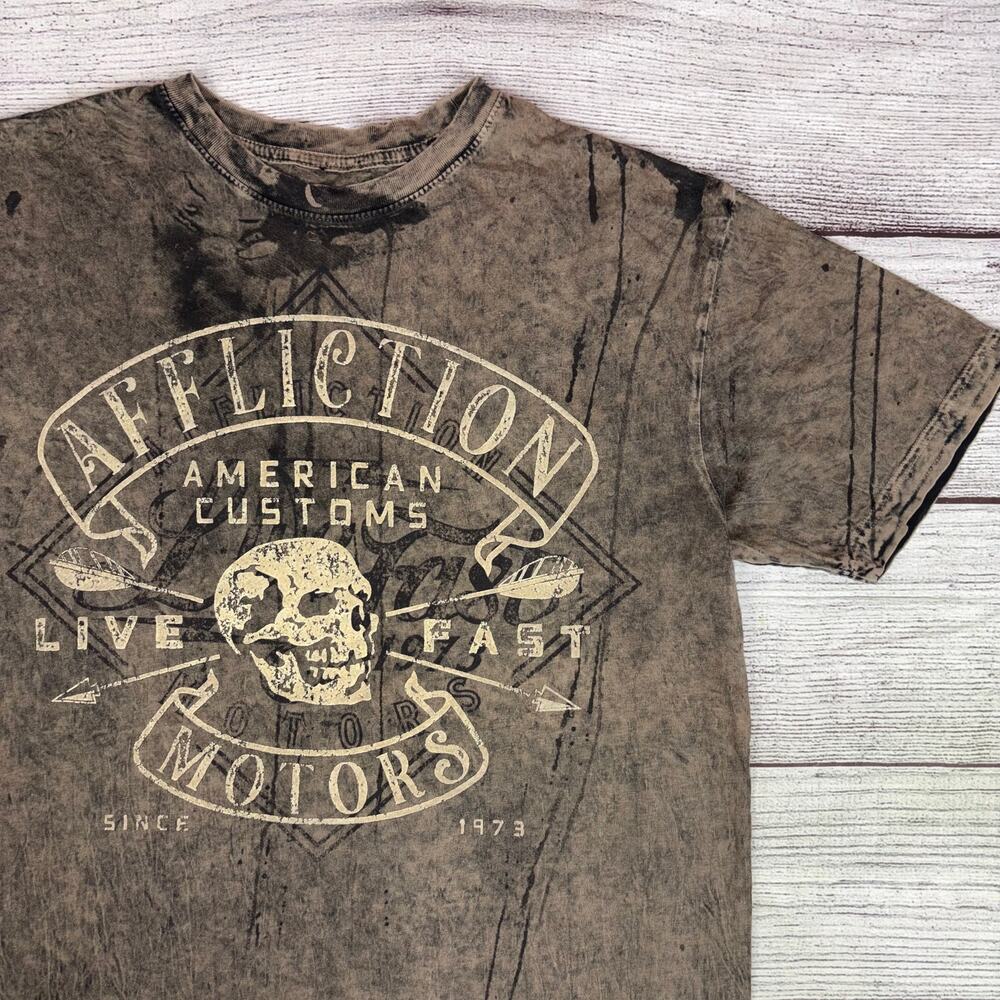 Vintage Y2k Affliction Motors American Customs Reversible T-shirt